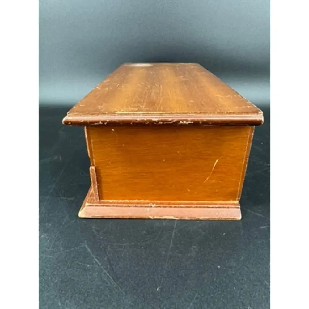 Vintage Price Imports Wood Jewelry Box Mirror Yellow Velvet Apothecary 1970s